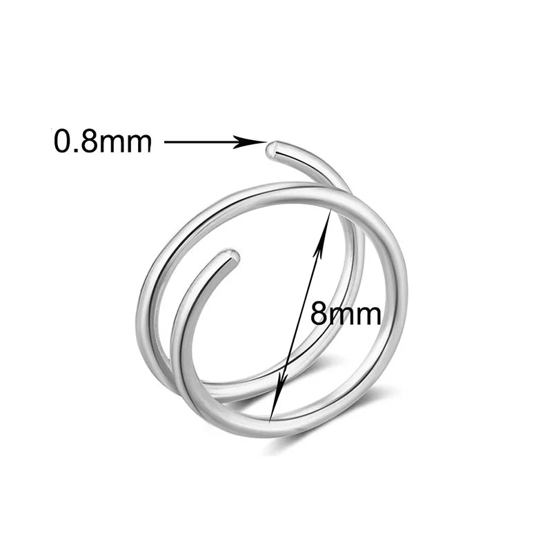 Elevate Your Style with Our Double Layers Stainless Steel Nose Ring Studs - 20G Hoops for Trendy Cartilage & Septum Piercings